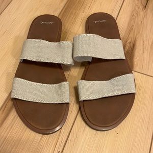 Sanuk gora gora double strap fabric sandals in ivory cream size 9